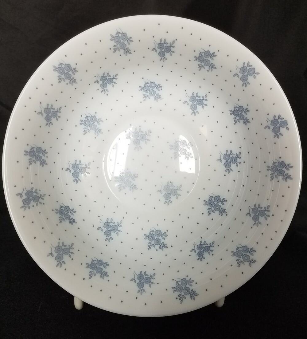 Arcopal China Blue Cereal Soup Bowl White with Blue Flowers and Dots